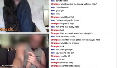Young chick giving a handjob and masturbating on Omegle chat