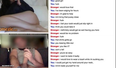 Young chick giving a handjob and masturbating on Omegle chat