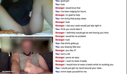 Young chick giving a handjob and masturbating on Omegle chat