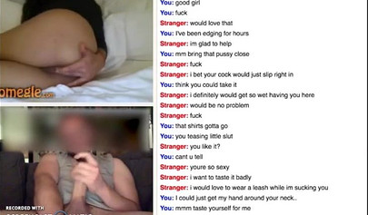 Young chick giving a handjob and masturbating on Omegle chat