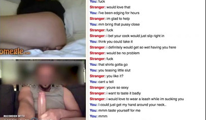 Young chick giving a handjob and masturbating on Omegle chat