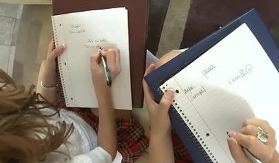 Two Schoolgirls Jenna Haze and Kristina Rose share a cock