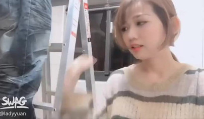 Asian teen with small boobs fucked doggystyle in a bathroom