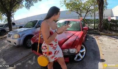 Big ass Latina Lilly Hall fucking a mechanic's big cock