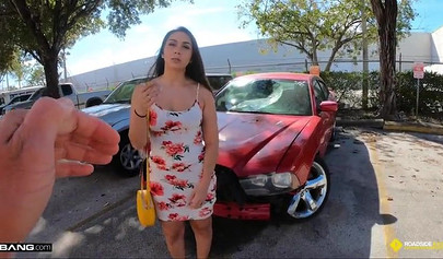 Big ass Latina Lilly Hall fucking a mechanic's big cock