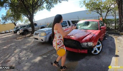 Big ass Latina Lilly Hall fucking a mechanic's big cock