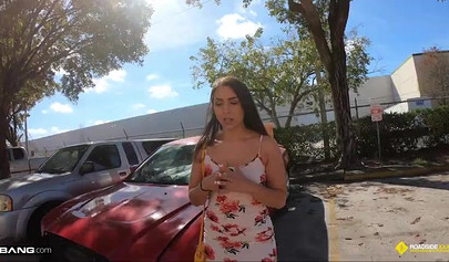 Big ass Latina Lilly Hall fucking a mechanic's big cock