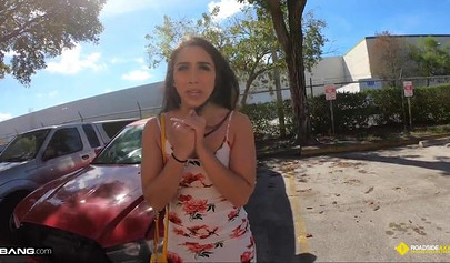 Big ass Latina Lilly Hall fucking a mechanic's big cock