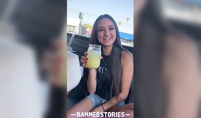 Tiny brunette Eliza Ibarra cumshot in public after hardcore fuck