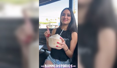 Tiny brunette Eliza Ibarra cumshot in public after hardcore fuck