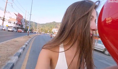 Busty amateur brunette picked up and fucked hard in doggystyle