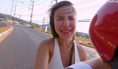 Busty amateur brunette picked up and fucked hard in doggystyle