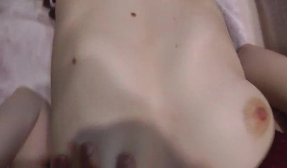 Slutty amateur teen deepthroating stepbrother's big cock on the bed