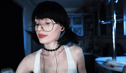 Petite brunette teen asmr cooking banana on webcam