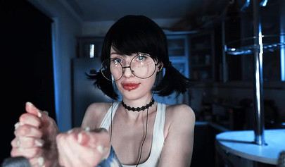 Petite brunette teen asmr cooking banana on webcam