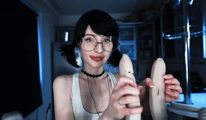 Petite brunette teen asmr cooking banana on webcam