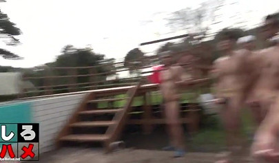 Petite Japanese teen with small tits banged hardcore in public