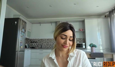 Stunning amateur blonde giving a sloppy blowjob gets cumshot