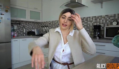 Stunning amateur blonde giving a sloppy blowjob gets cumshot