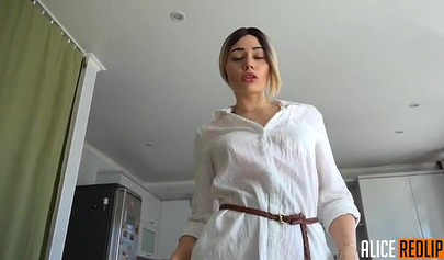 Stunning amateur blonde giving a sloppy blowjob gets cumshot