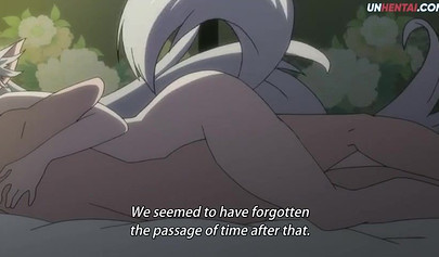 Horny hentai fox girl riding a big human cock gets creampied