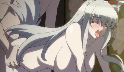 Horny hentai fox girl riding a big human cock gets creampied