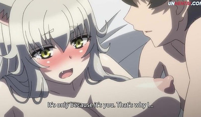 Horny hentai fox girl riding a big human cock gets creampied