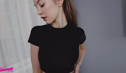 Gorgeous amateur brunette gets cumshot after hardcore banging during yoga