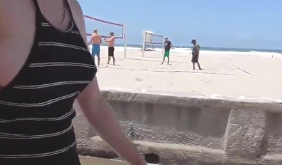 Horny teenager slut messes around by the beach