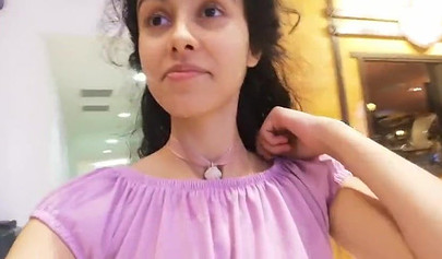 Slutty teen walks around the mall with cum on her face