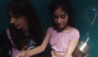 Slutty teen walks around the mall with cum on her face