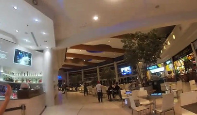 Slutty teen walks around the mall with cum on her face