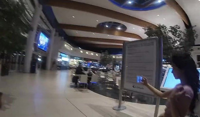 Slutty teen walks around the mall with cum on her face