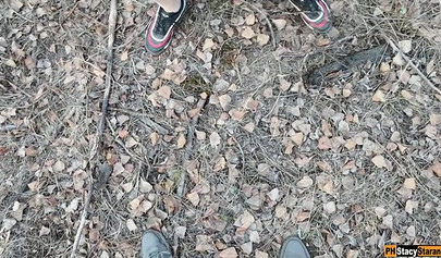 Russian amateur teen creampied in the spooky forest