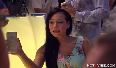 Slutty European Amirah Adara giving a sloppy public blowjob