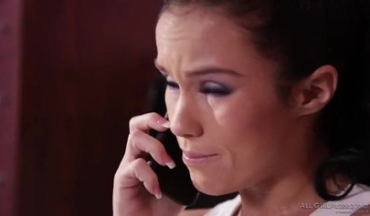 Curvy brunette Adriana Chechik squirting after lesbian fingering with Megan Rain