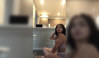 Naughty ebony teen Aaliyah Hadid deepthroating a big black cock