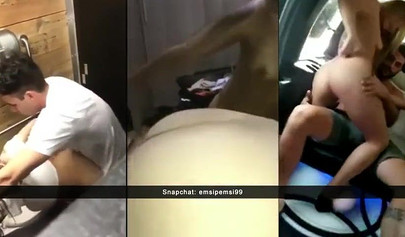 Horny amateur teen pounded in a public threesome on snapchat