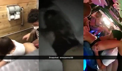 Horny amateur teen pounded in a public threesome on snapchat