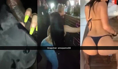 Horny amateur teen pounded in a public threesome on snapchat