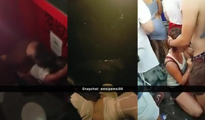 Horny amateur teen pounded in a public threesome on snapchat