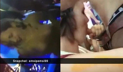 Horny amateur teen pounded in a public threesome on snapchat