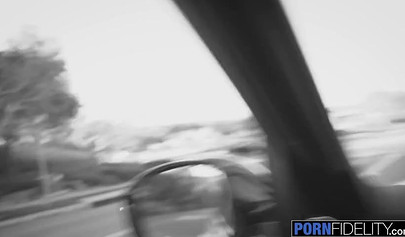 Gorgeous brunette Gabbie Carter titty fucking a big cock during golf