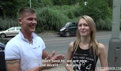 Curvy blonde teen Bella Clair sharing big cock in an girls orgy