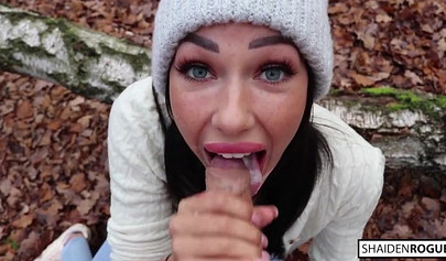 Horny amateur teen sucking big dicks gets a big cumshot