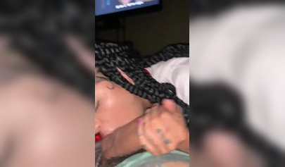 Petite ebony teen giving a sloppy blowjob drilled in a motel