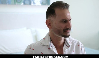 Naughty teen Ellie Eilish getting big cumshot after milking dad's cock