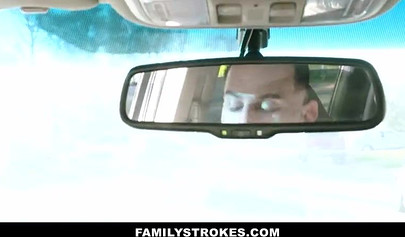 Naughty teen Ellie Eilish getting big cumshot after milking dad's cock