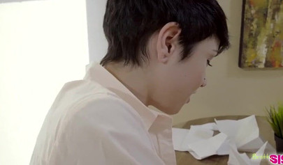 Horny brunette teen Cadey Mercury seducing and milking step brother's cock