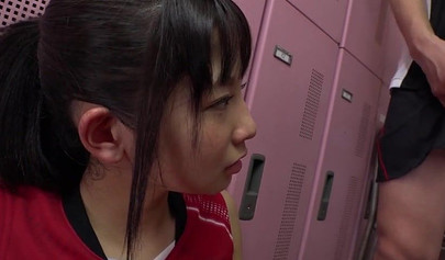 Beautiful Asian teen hardcore gangbanged in the locker room